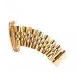 Nahaufnahme einer Rolex 1601 Datejust 18k Malachit Jubilee Armband. Aus dem Jahr 1968, 36mm in 18K Gelbgold mit Original Malachit-Zifferblatt, Automatikkaliber 1570 und Original-Jubiläumsarmband.