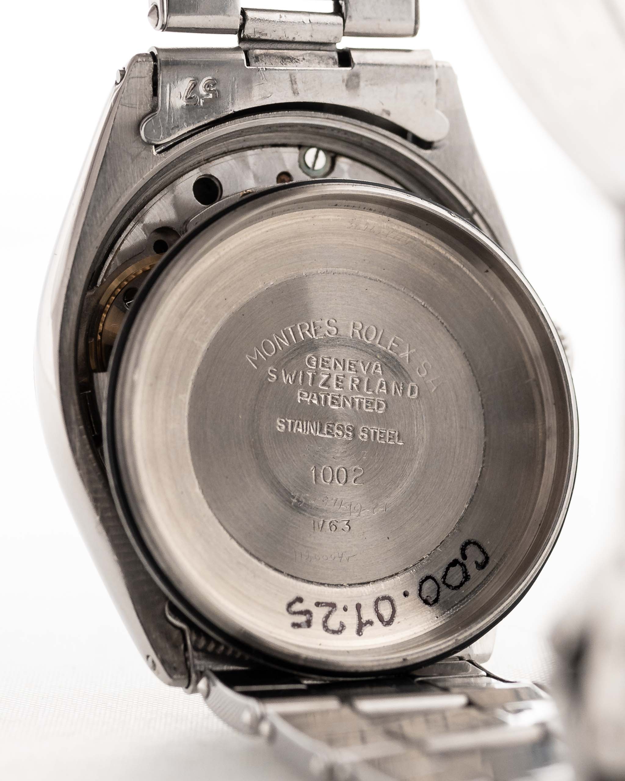 Vintage Rolex Air King 5500 Grau 1963 Rolex Oyster Gehäuse zurück 
