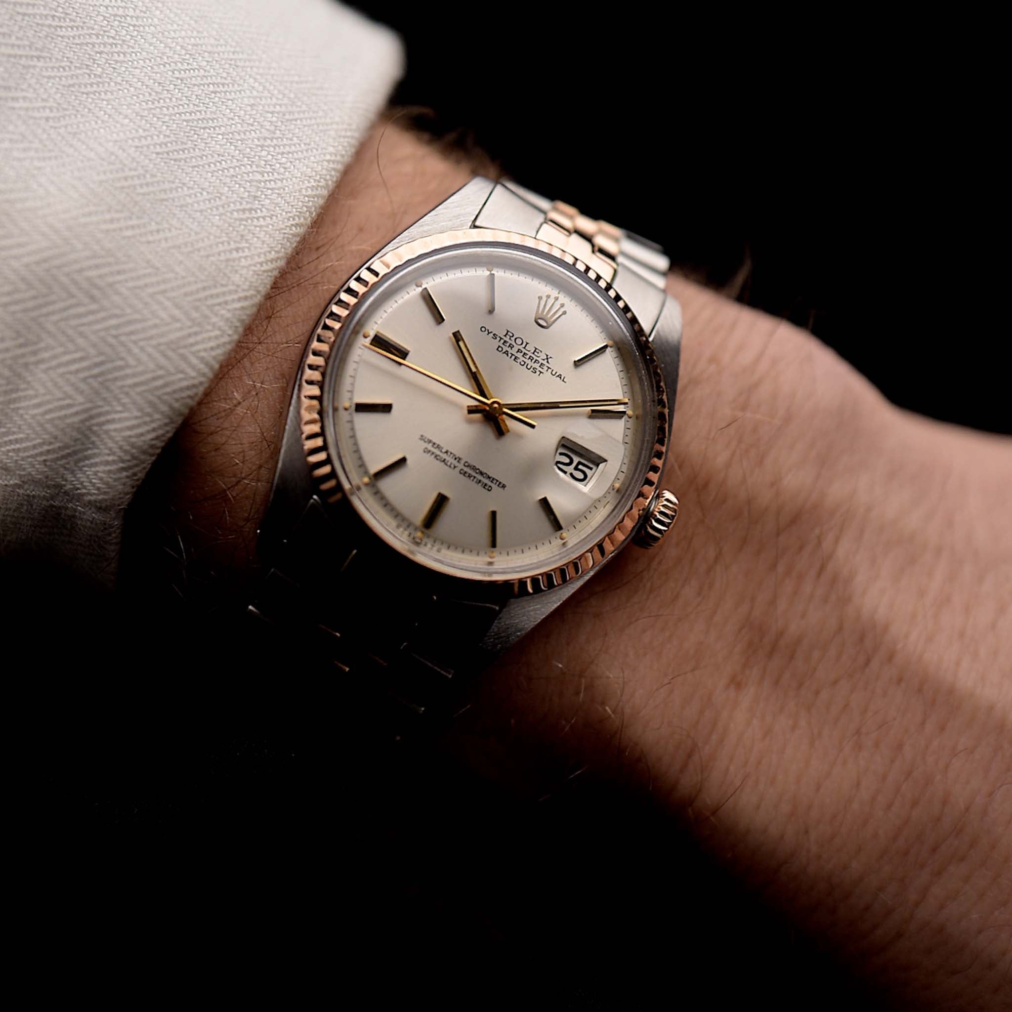 Foto von Rolex Datejust Rose Two Tone 1976 am Handgelenk