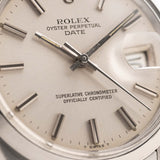 Rolex Oyster Perpetual 1500 mit Datumsanzeige, silberfarben, 1972