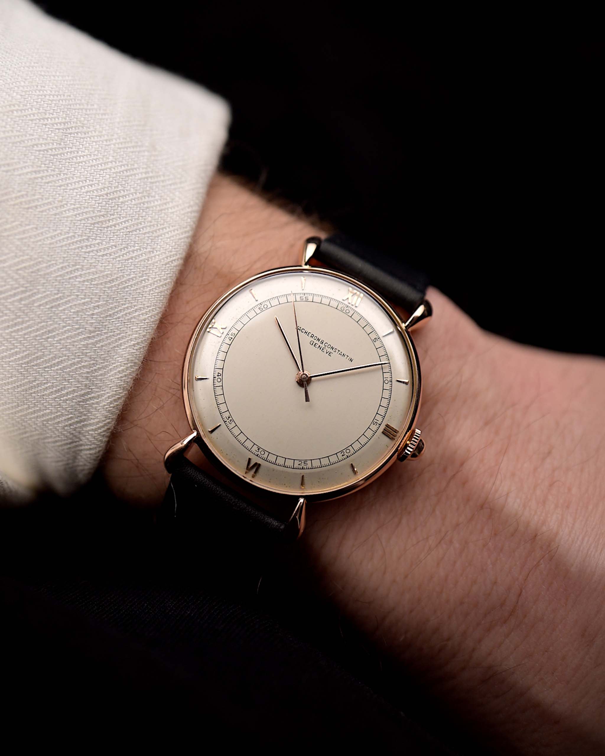 Vintage Cacheron Constantin Uhr - Vacheron Constantin 18k Rose Gold Teardrop Railroad 1940s