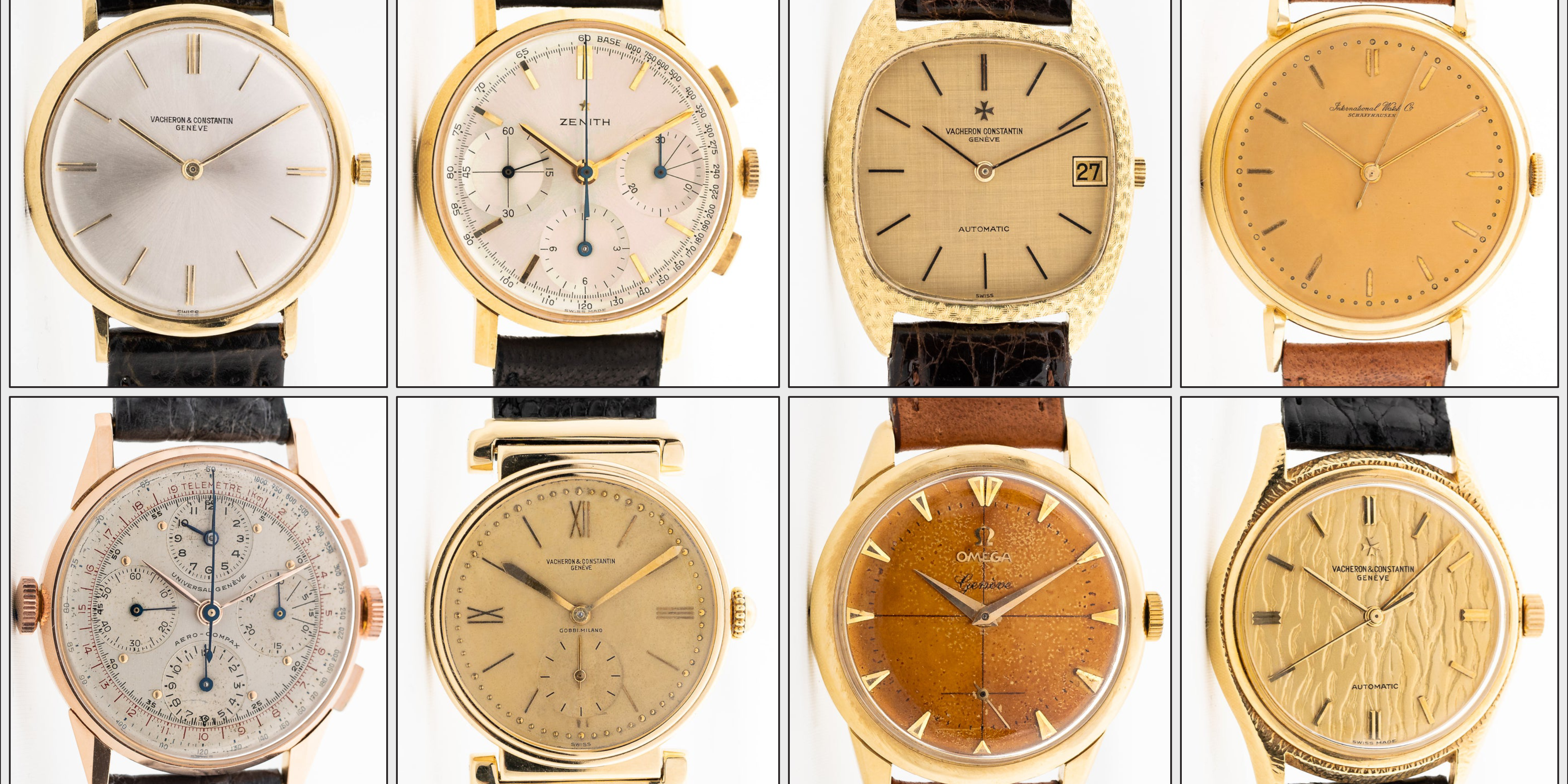 Una selección de Relojes Vintage con estuches fabricados en Biel, Tramelan, Le Locle y Bassecourt