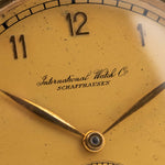 Reloj vintage IWC Hermet Jumbo Cal. 83 14k de 1938. Caja de oro y esfera dorada original con pátina.