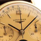 Cronógrafo Longines 6574 con fase lunar, oro de 18 quilates, década de 1980
