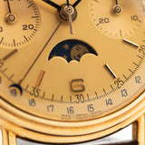 Cronógrafo Longines 6574 con fase lunar, oro de 18 quilates, década de 1980