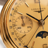 Cronógrafo Longines 6574 con fase lunar, oro de 18 quilates, década de 1980