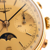 Cronógrafo Longines 6574 con fase lunar, oro de 18 quilates, década de 1980