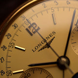 Cronógrafo Longines 6574 con fase lunar, oro de 18 quilates, década de 1980