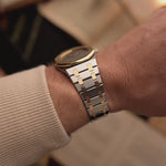 Audemars Piguet Royal Oak 14486SA Vintage Watch on a wrist on a blurred background.