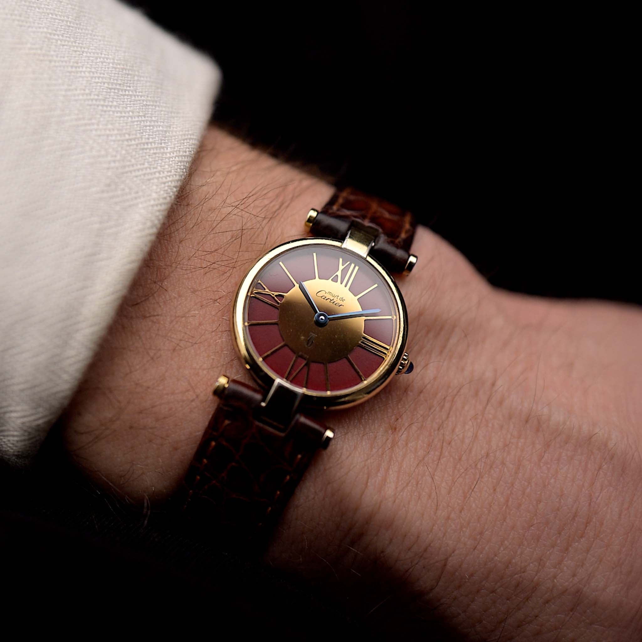 Montre Cartier Femme Cartier Must de Vermeil Ronde Bourgogne 1990- Ref 590004