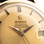 Montre Omega Constellation 168004 Onyx 18k de 1963. Boîtier en or jaune 18 carats, Calibre chronomètre automatique 561, cadran doré sans défaut.