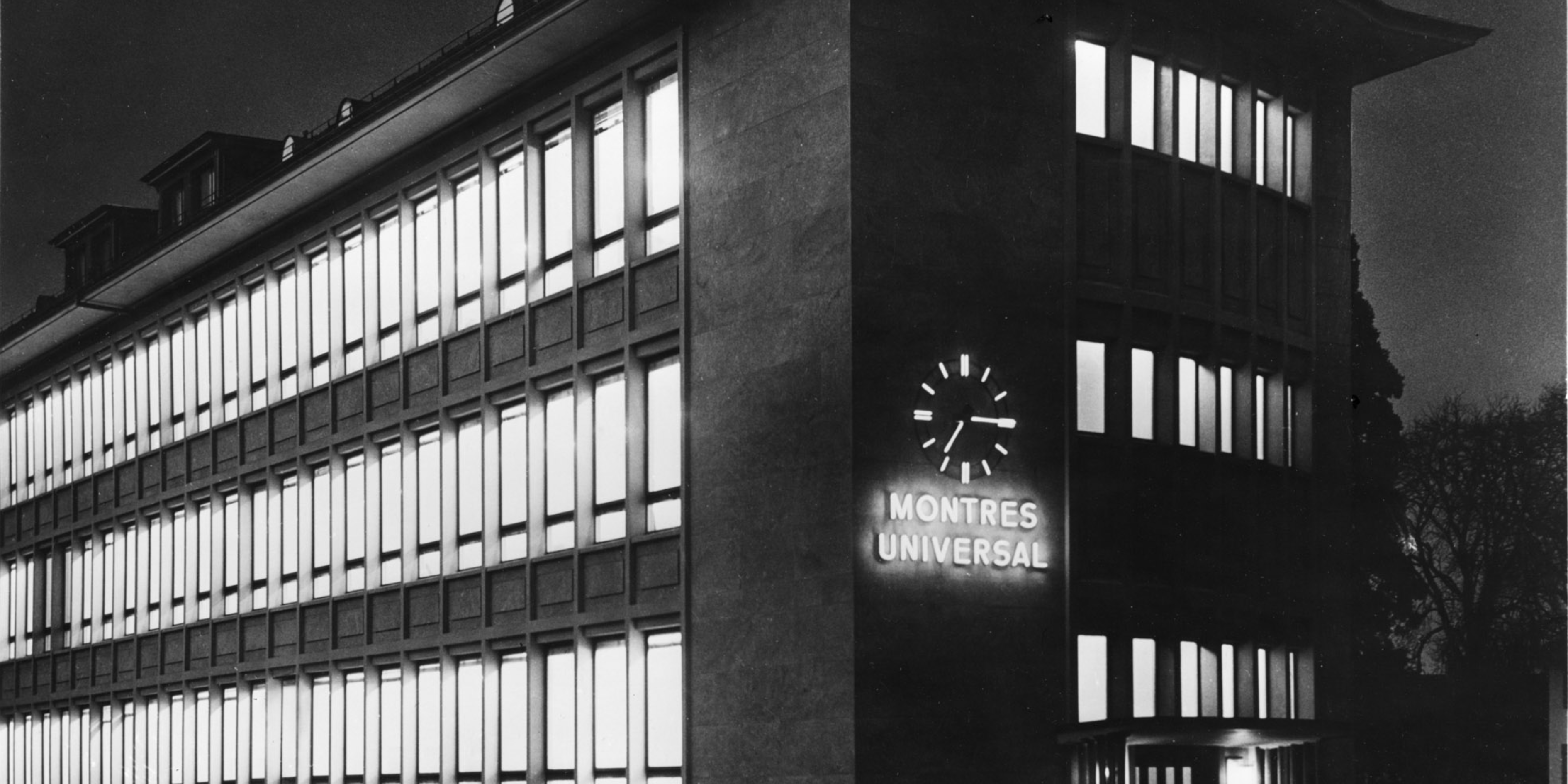 1956 Immagine della fabbrica di Universal Geneve vicino a Ginevra