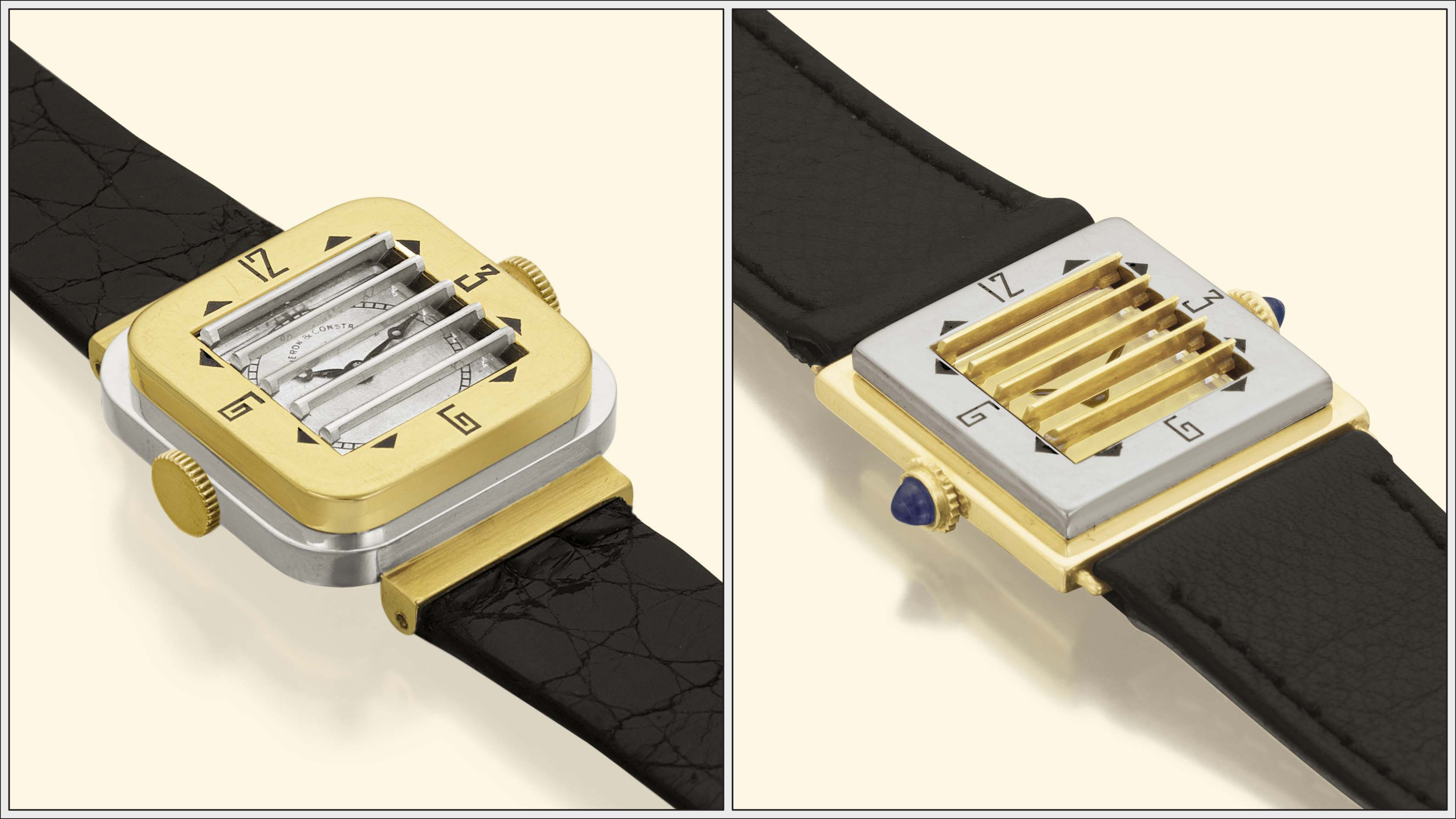 Due esecuzioni degli orologi Vacheron Constantin e Verger Freres Shutter degli anni '30.
