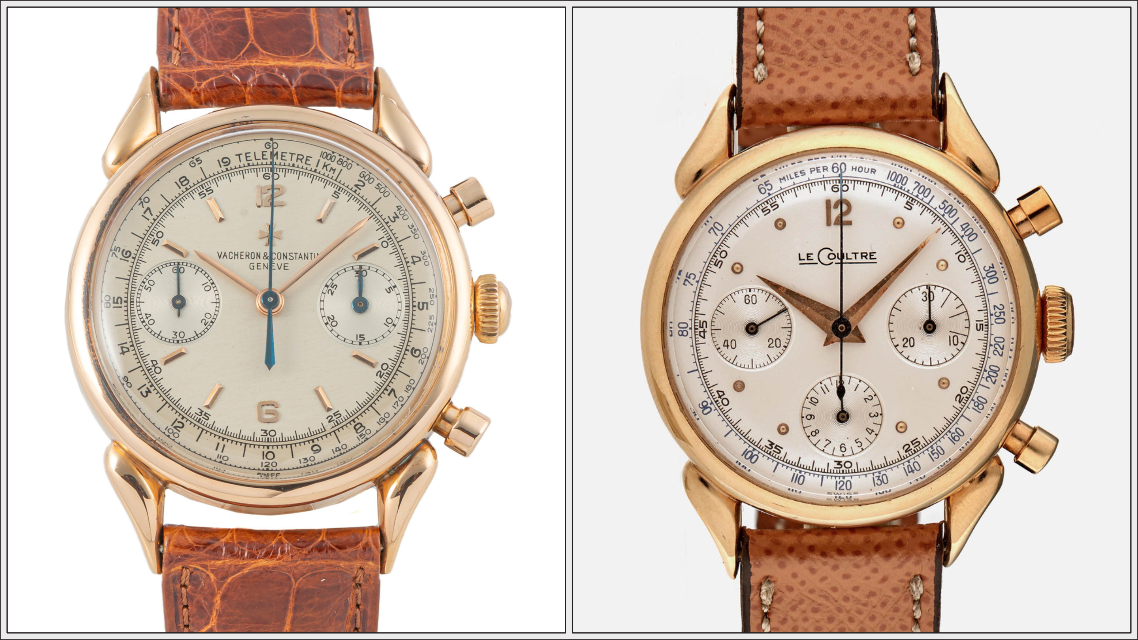 Confronto tra i cronografi LeCoultre & Vacheron Constantin Cornes de Vache