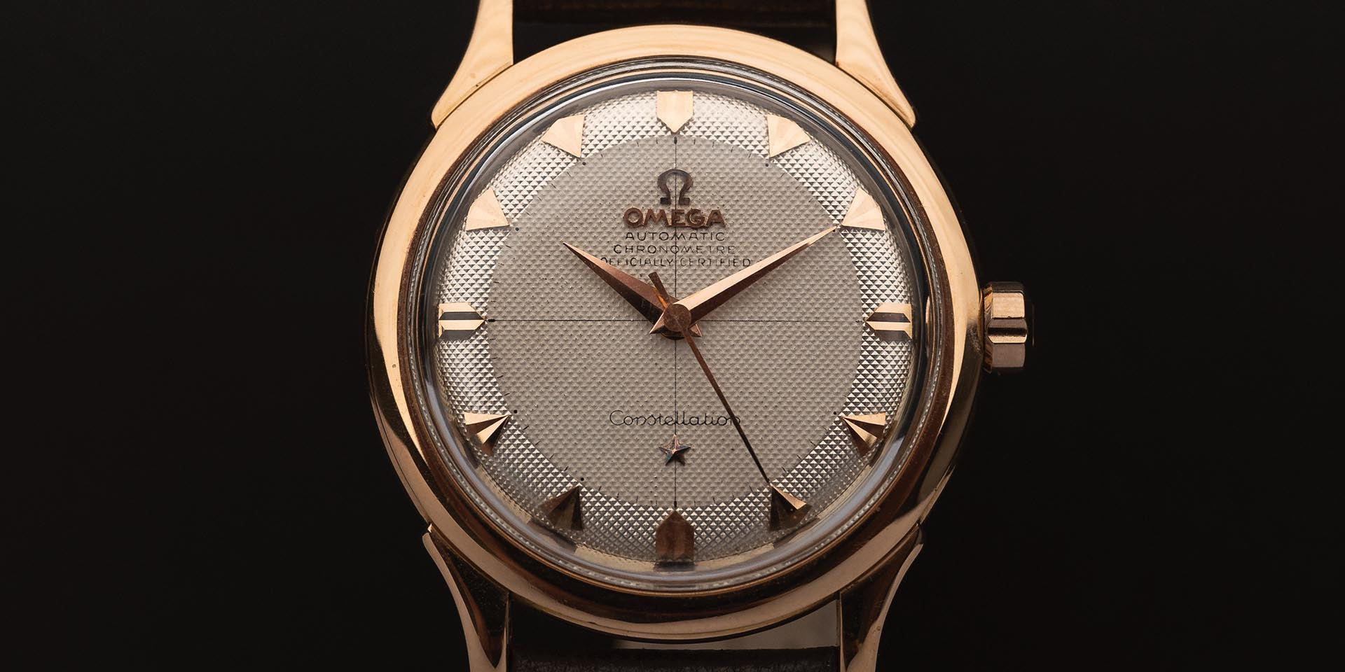 Tortiera Omega Constellation Vintage 2852 a nido d'ape in oro rosa