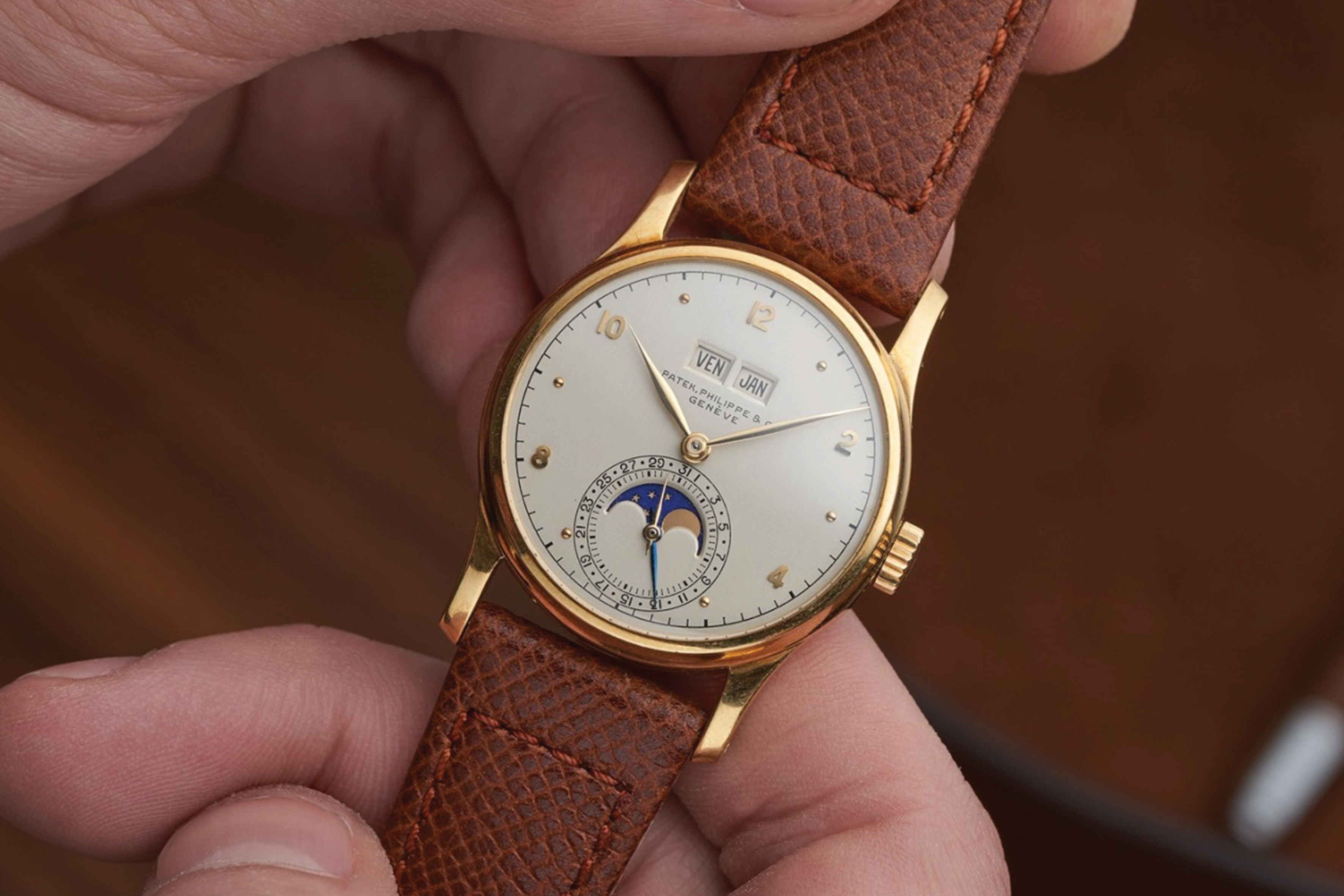 vintage 1945 Patek Philippe 1526 Triple Date con fasi lunari