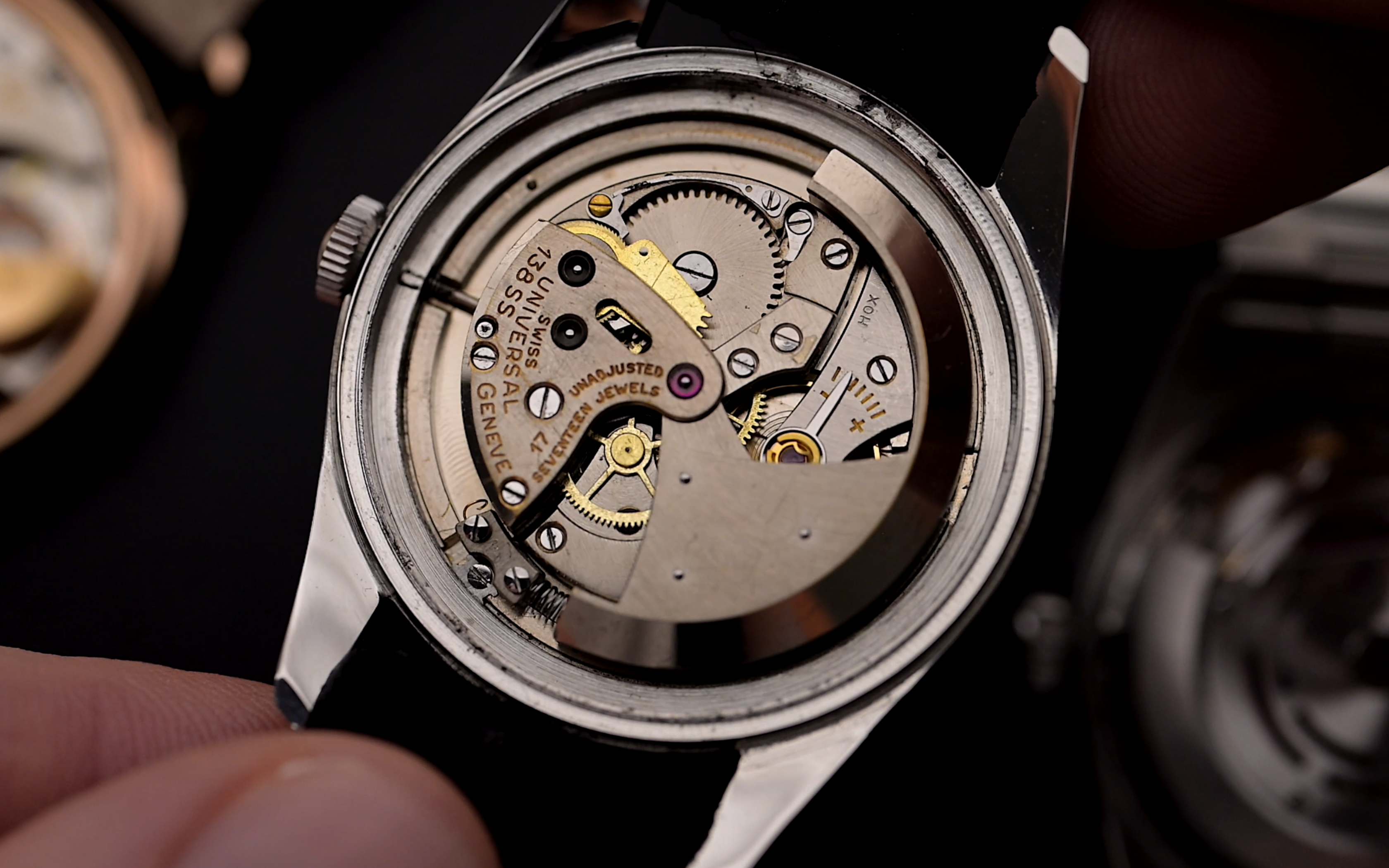 vintage 1950 Universal Geneve Polerouter con paraurti automatico