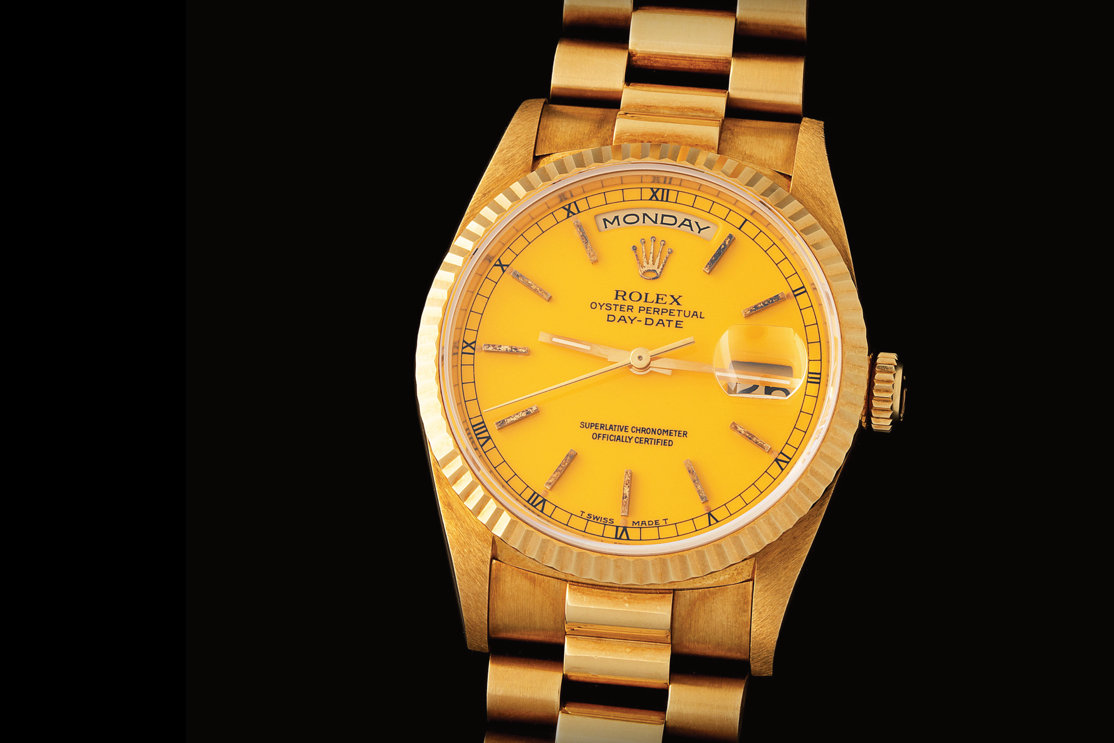 Monaco Legend Group Lotto 272 18238 Rolex Day-Date Stella quadrante giallo