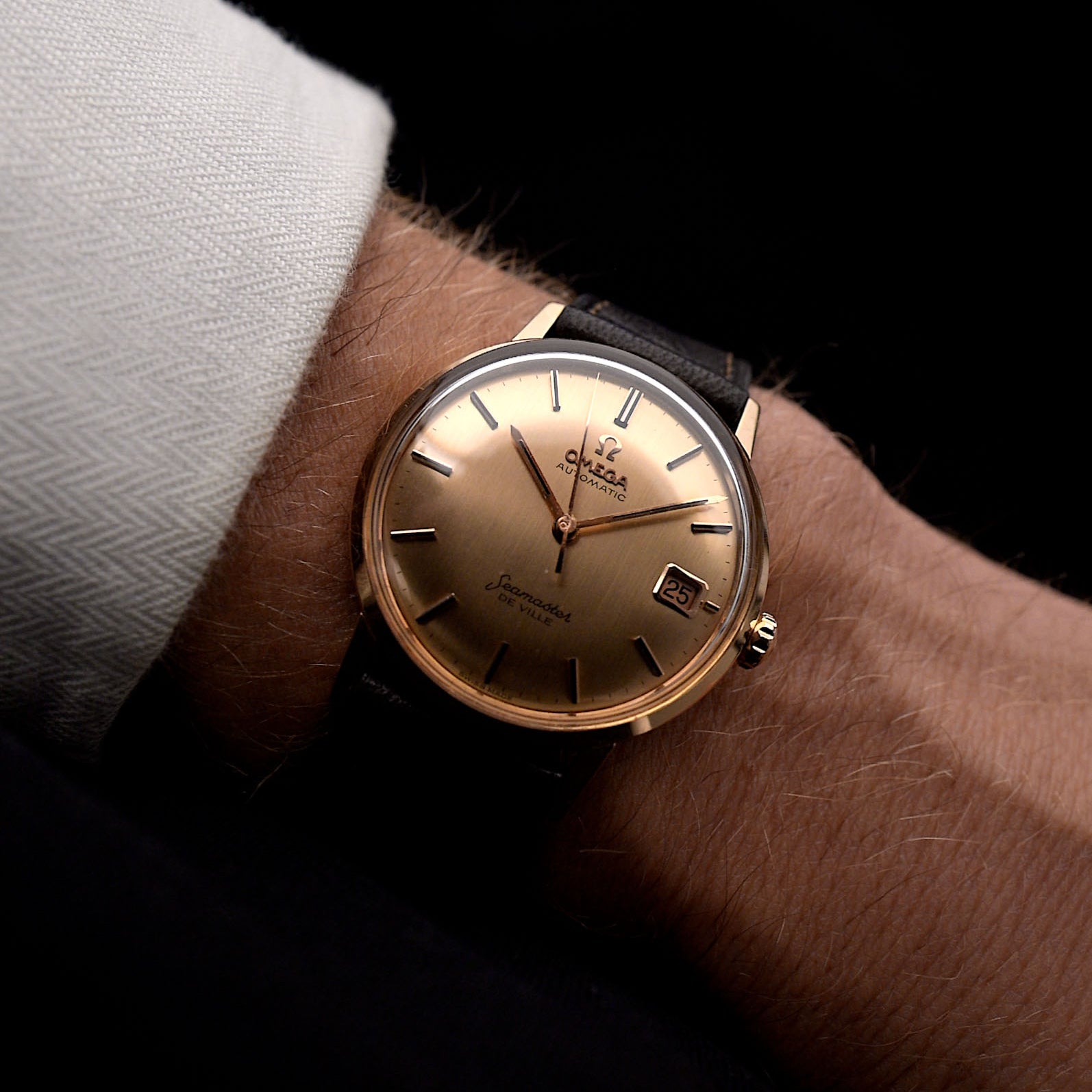 Vintage Omega Seamaster De Ville 18k Rose Date 1960