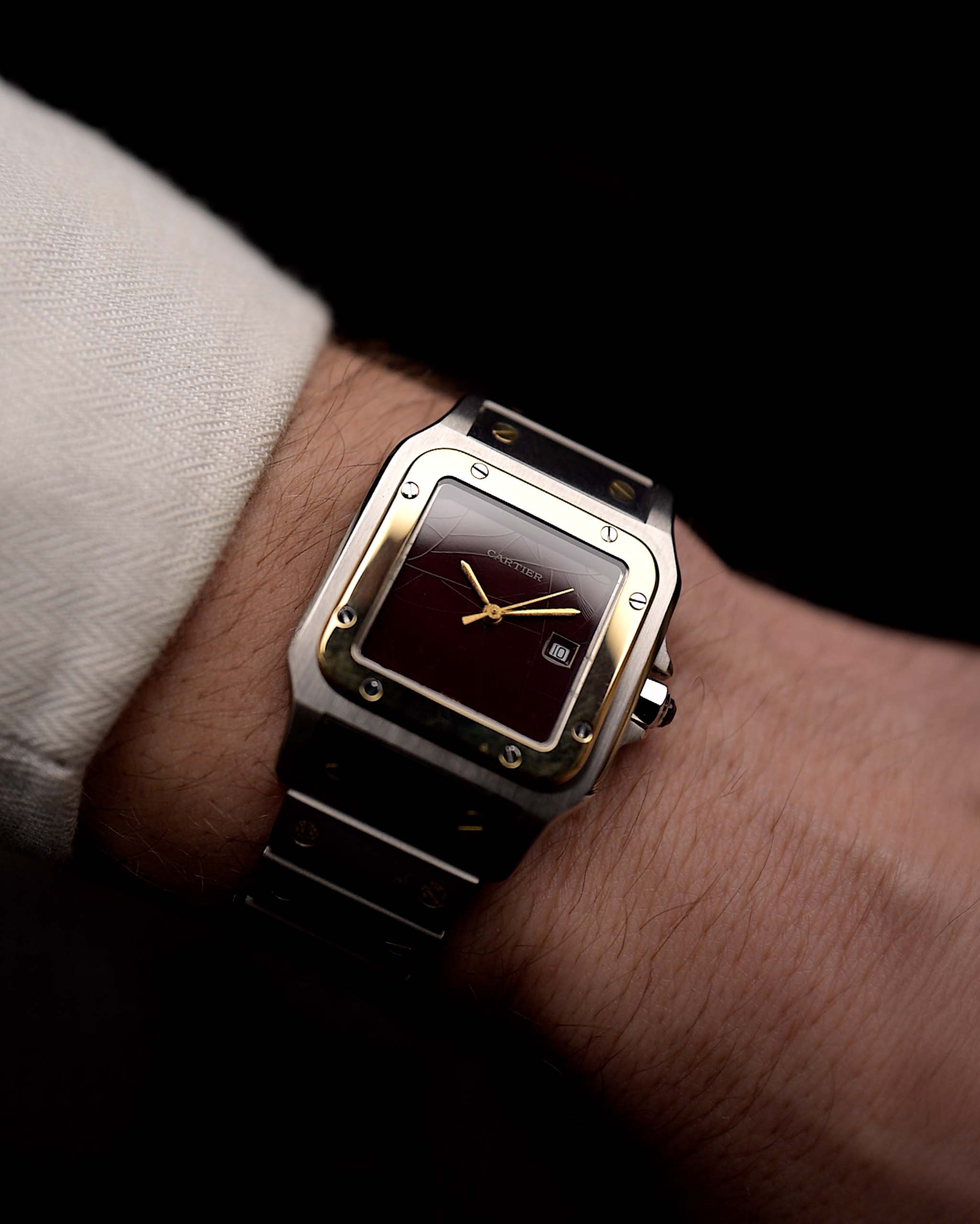 Vintage Cartier Santos Carrée 2961 Borgogna anni '80