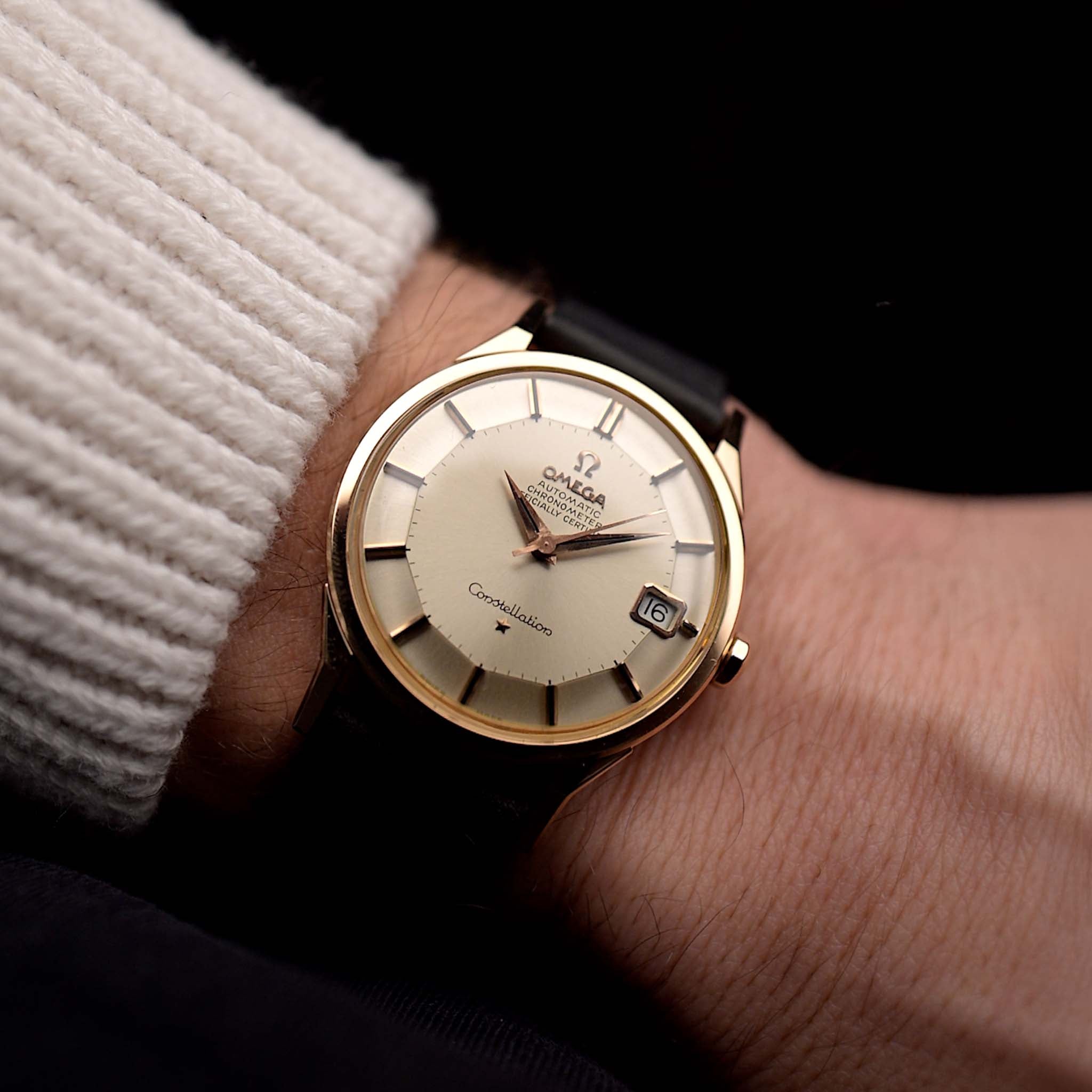 Orologio Omega - Omega Constellation 168005 Pie Pan 18k Rose 1966 - cassa in oro rosa - quadrante pie pan sunburst color argento