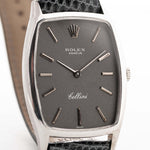 Rolex Cellini 3807 Tonneau d'epoca in oro bianco 18 carati quadrante grigio scuro