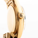 Rolex Datejust 1601 Onyx 1969 Vista laterale Corona Rolex con cassa in oro giallo 18 carati