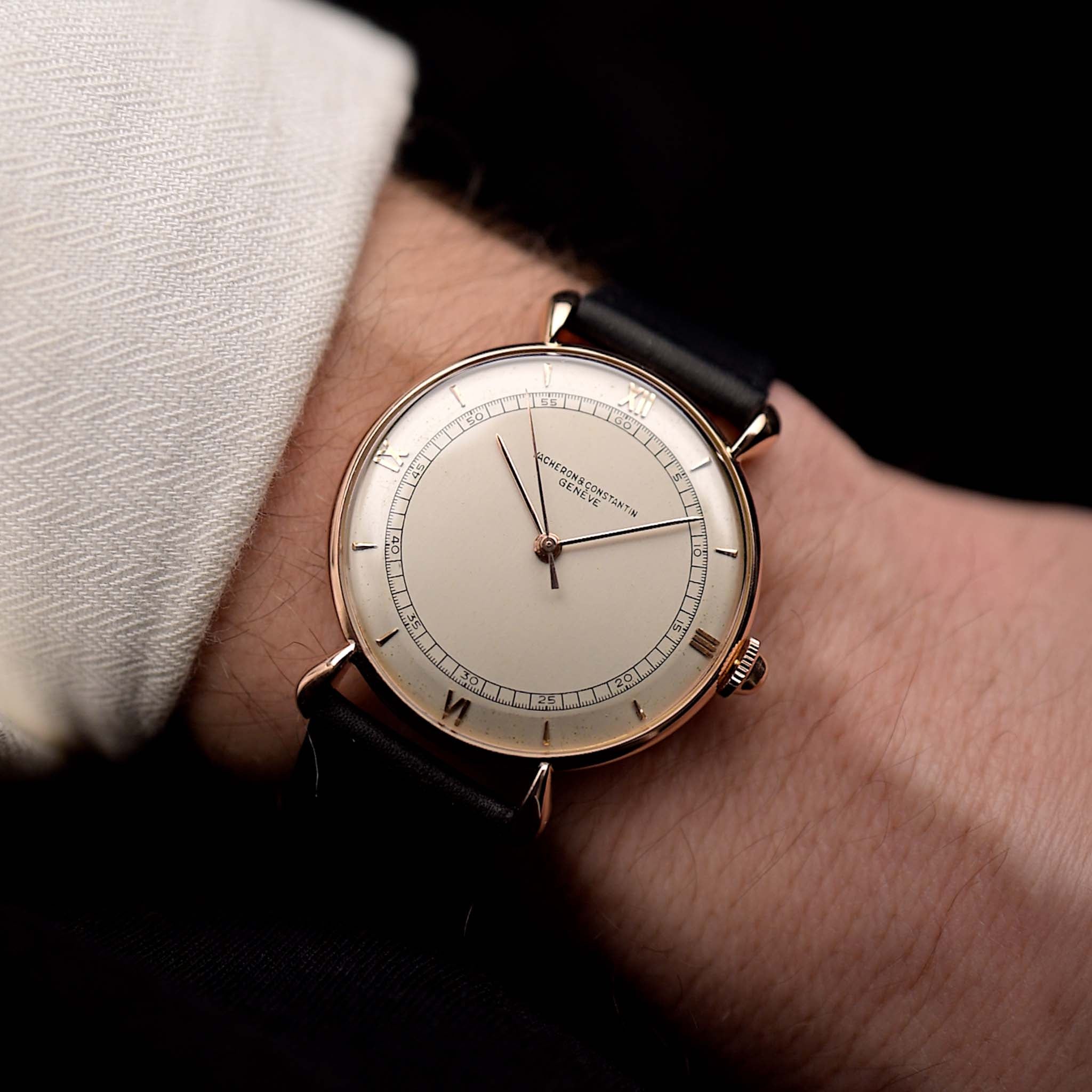 Orologio vintage Cacheron Constantin - Vacheron Constantin Ferrovia a goccia in oro rosa 18 carati anni '40