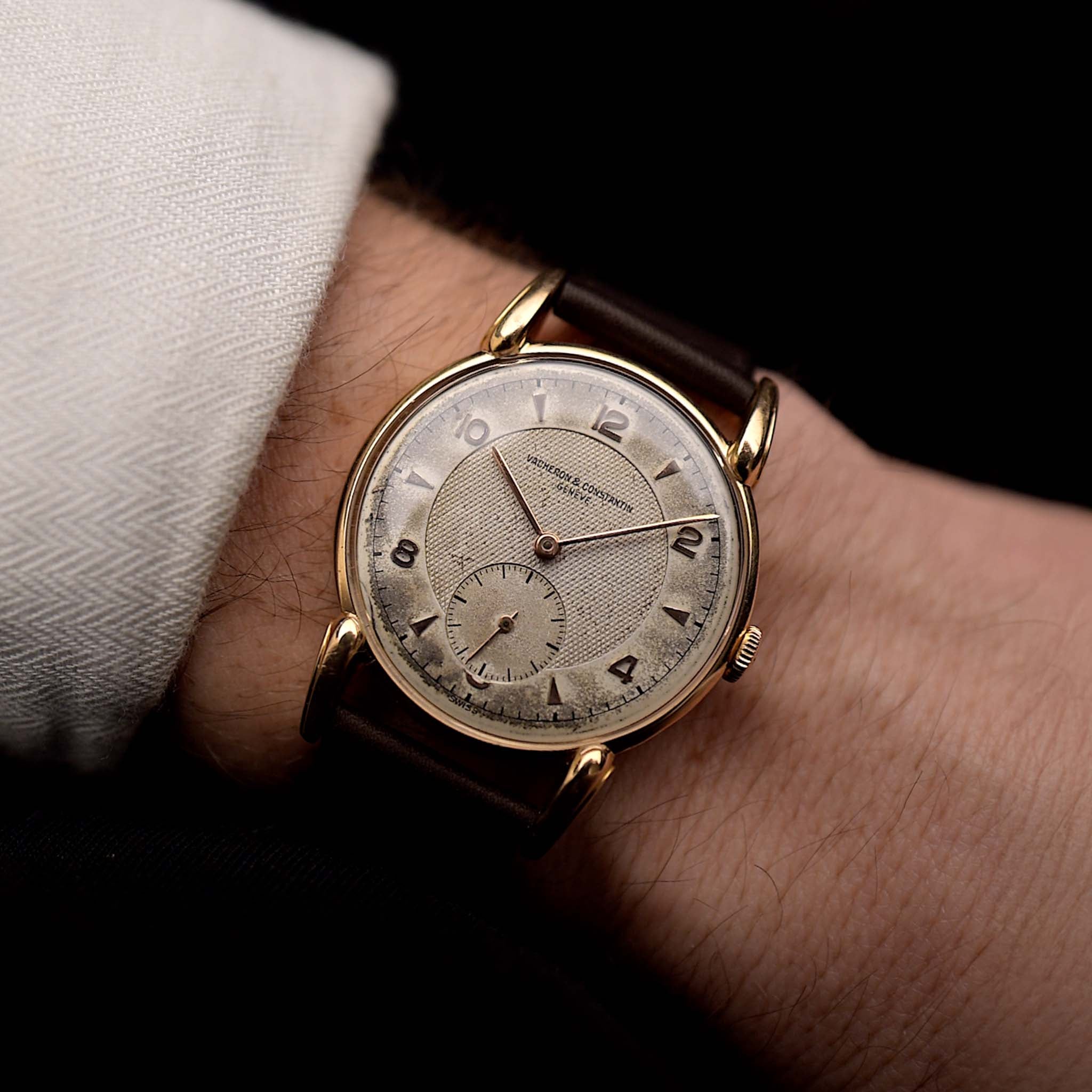 Vintage Vacheron Constantin Guilloche 18k Rose 1940s