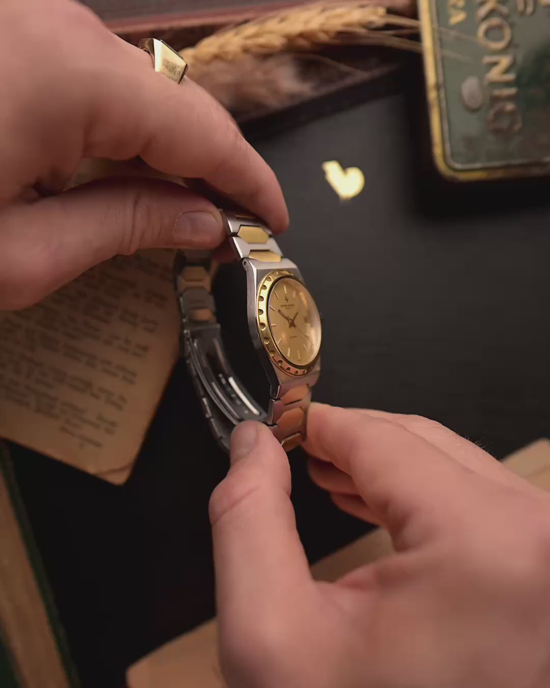 Orologio vintage Vacheron Constantin 222 Two Tone anni '80, cassa in acciaio inossidabile da 33,5 mm e oro 18 carati, calibro automatico 1124, quadrante oro, video