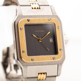 Cartier Santos Carrée 2961 Godron Ghost 1990 年代。29mm 不銹鋼-黃金雙色錶殼、石板灰色 Ghost 錶盤、自動上鏈錶帶和 Godron 錶鏈。