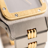 Cartier Santos Carrée 2961 Godron Ghost 1990 年代。29mm 不銹鋼-黃金雙色錶殼、石板灰色 Ghost 錶盤、自動上鏈錶帶和 Godron 錶鏈。