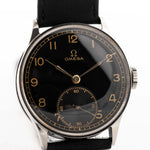 古董 Omega Sub Second 鍍金針筒 1940 年代錶盤