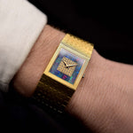 復古 Piaget 腕錶 9131 蛋白石錶盤 鑽石方形 1989 18K 黃金
